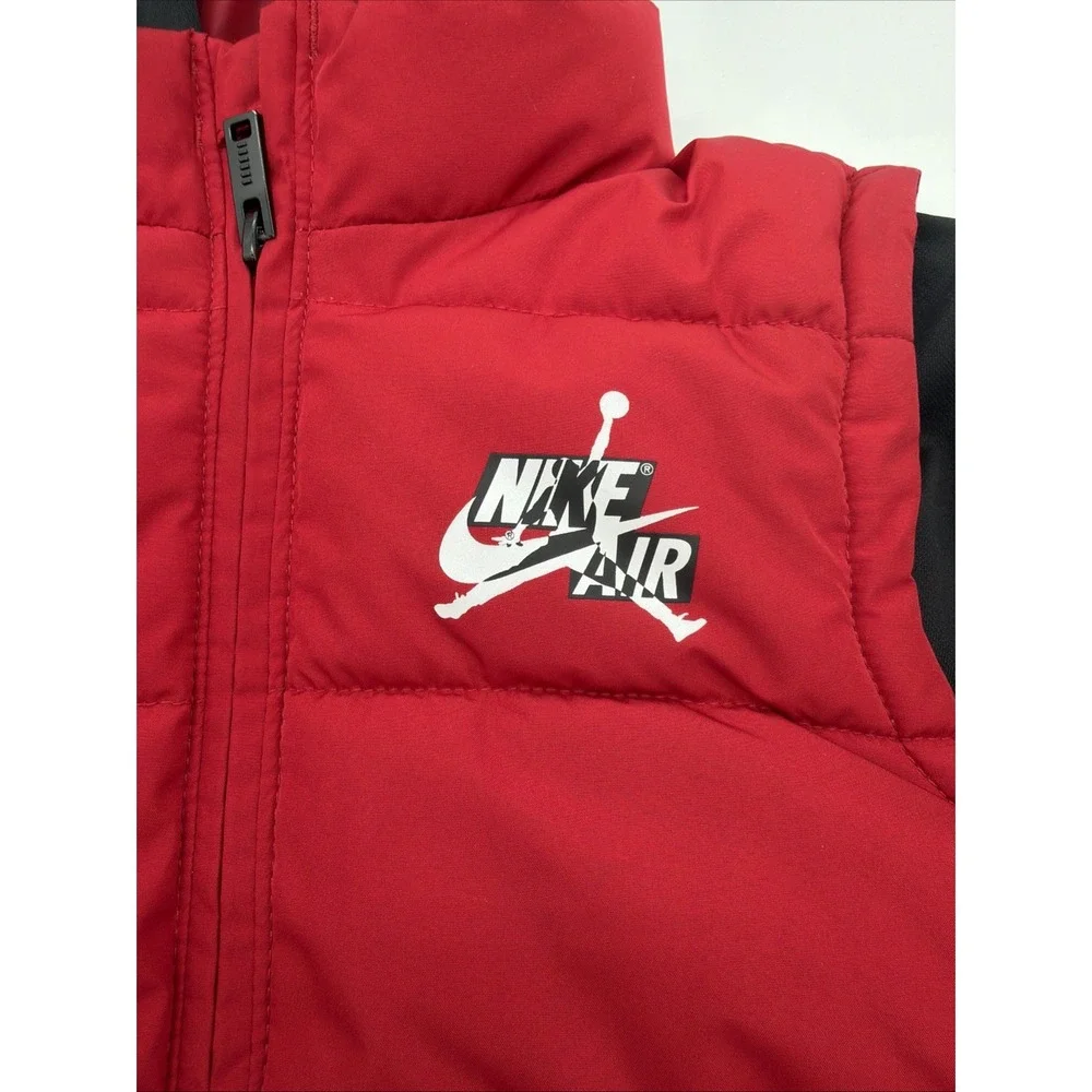 Nike Air Jordan Jumpman Boys Red & Black 2fer Puffer Jacket Sz Youth 5 (4-5 Yrs)
